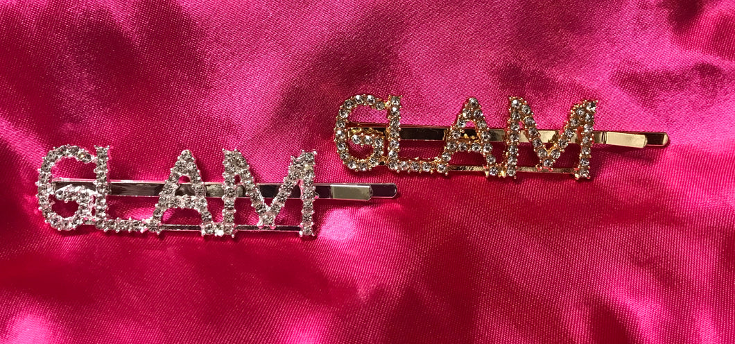 Gold Or Silver Letter Rhinestone Hair Pin (GLAM)