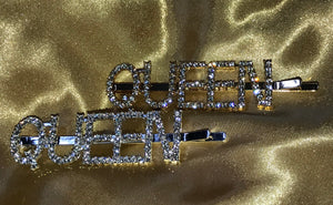 Gold Or Silver Letter Rhinestone Hair Pin (QUEEN)
