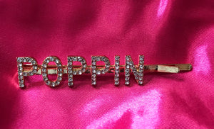 Gold Letter Rhinestone  Hair Pin (POPPIN)